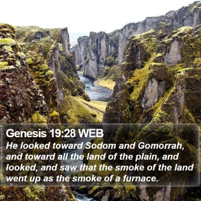 Genesis 19:28 WEB Bible Verse Image