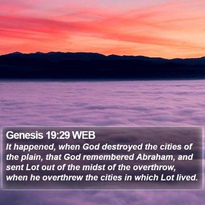 Genesis 19:29 WEB Bible Verse Image