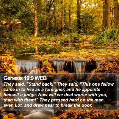 Genesis 19:9 WEB Bible Verse Image
