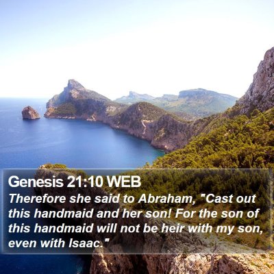 Genesis 21:10 WEB Bible Verse Image
