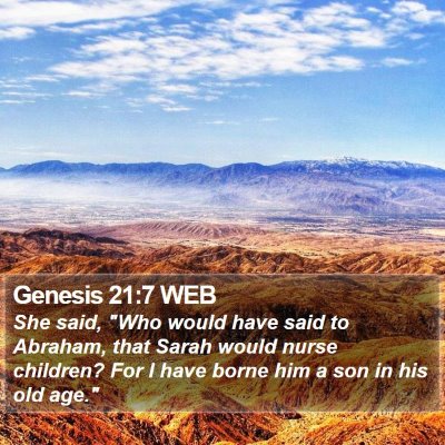 Genesis 21:7 WEB Bible Verse Image