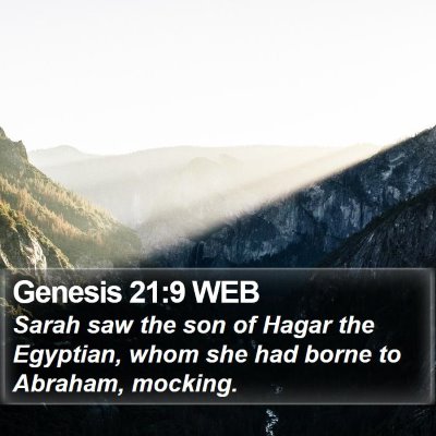 Genesis 21:9 WEB Bible Verse Image