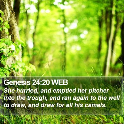 Genesis 24:20 WEB Bible Verse Image