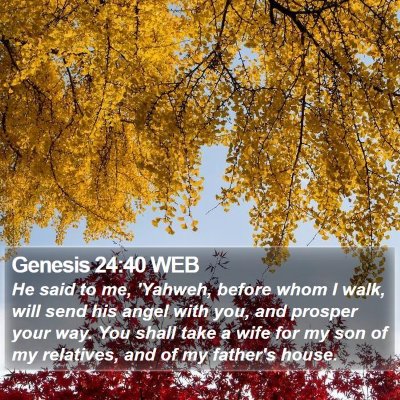 Genesis 24:40 WEB Bible Verse Image