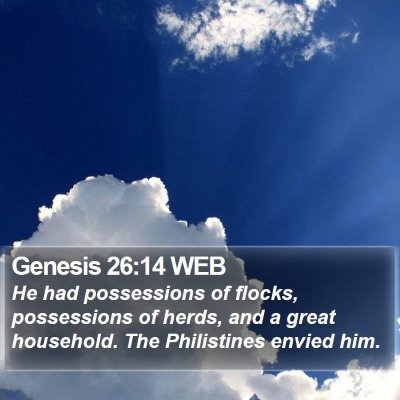 Genesis 26:14 WEB Bible Verse Image