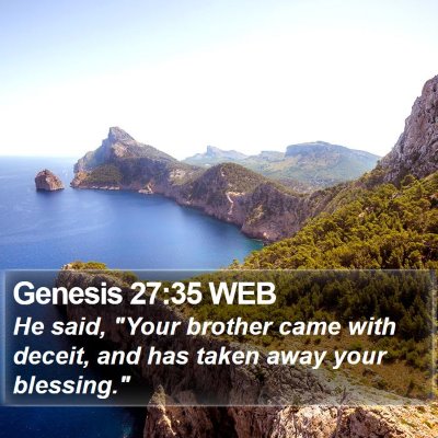 Genesis 27:35 WEB Bible Verse Image