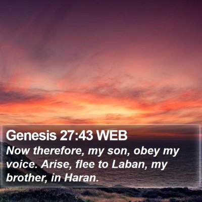Genesis 27:43 WEB Bible Verse Image