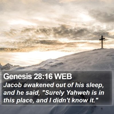 Genesis 28:16 WEB Bible Verse Image