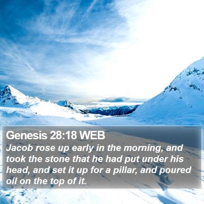 Genesis 28:18 WEB Bible Verse Image
