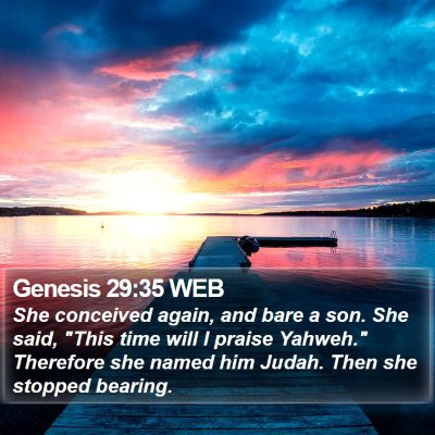 Genesis 29:35 WEB Bible Verse Image