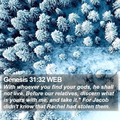 Genesis 31:32 WEB Bible Verse Image