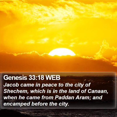 Genesis 33:18 WEB Bible Verse Image