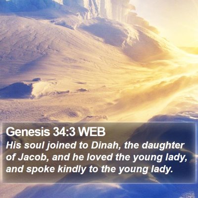 Genesis 34:3 WEB Bible Verse Image