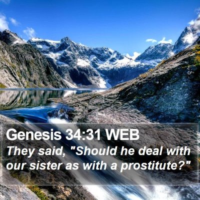 Genesis 34:31 WEB Bible Verse Image