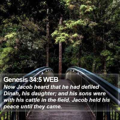 Genesis 34:5 WEB Bible Verse Image