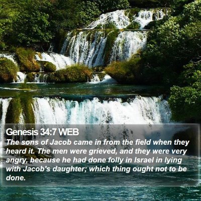 Genesis 34:7 WEB Bible Verse Image
