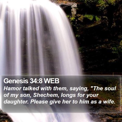 Genesis 34:8 WEB Bible Verse Image