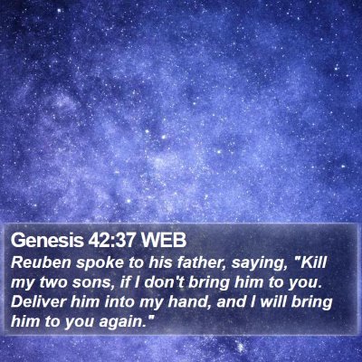 Genesis 42:37 WEB Bible Verse Image