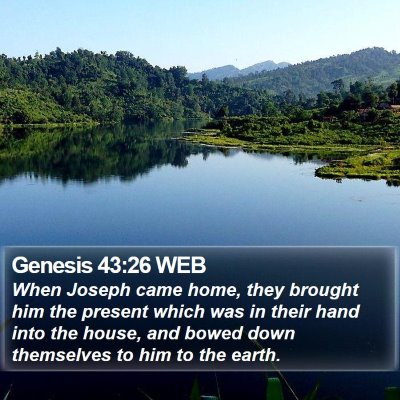 Genesis 43:26 WEB Bible Verse Image