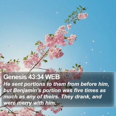 Genesis 43:34 WEB Bible Verse Image