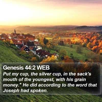 Genesis 44:2 WEB Bible Verse Image