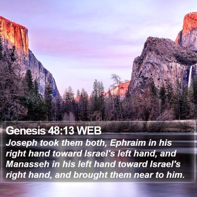 Genesis 48:13 WEB Bible Verse Image