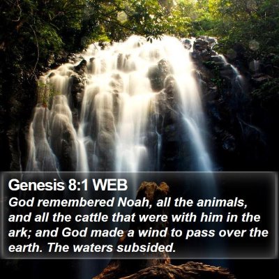 Genesis 8:1 WEB Bible Verse Image