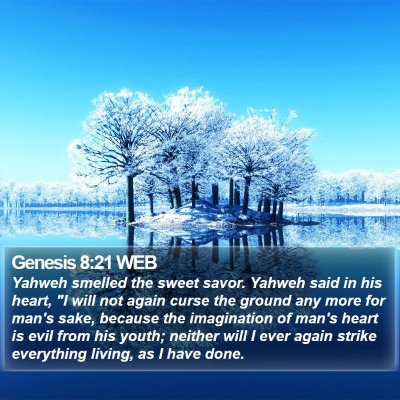 Genesis 8:21 WEB Bible Verse Image
