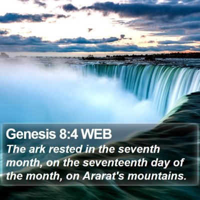 Genesis 8:4 WEB Bible Verse Image