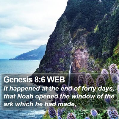 Genesis 8:6 WEB Bible Verse Image