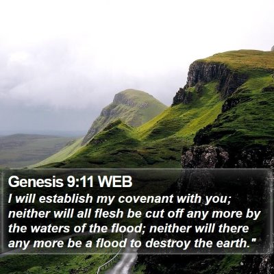 Genesis 9:11 WEB Bible Verse Image