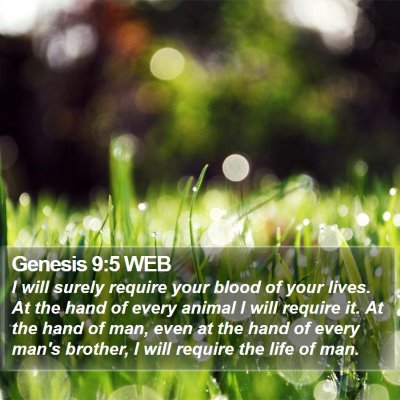 Genesis 9:5 WEB Bible Verse Image