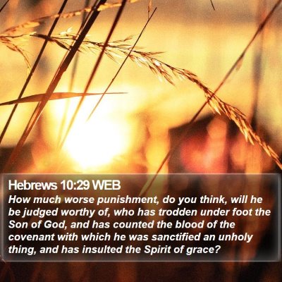 Hebrews 10:29 WEB Bible Verse Image
