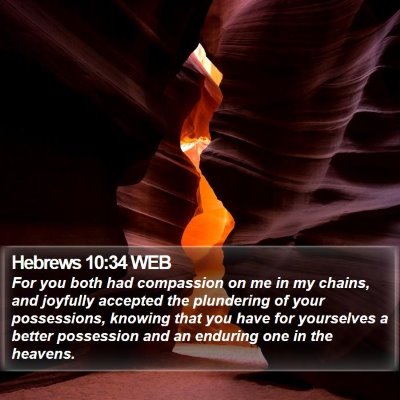 Hebrews 10:34 WEB Bible Verse Image