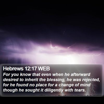 Hebrews 12:17 WEB Bible Verse Image