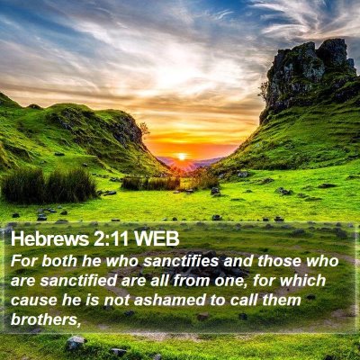 Hebrews 2:11 WEB Bible Verse Image