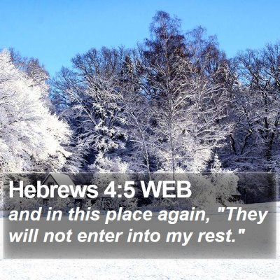 Hebrews 4:5 WEB Bible Verse Image