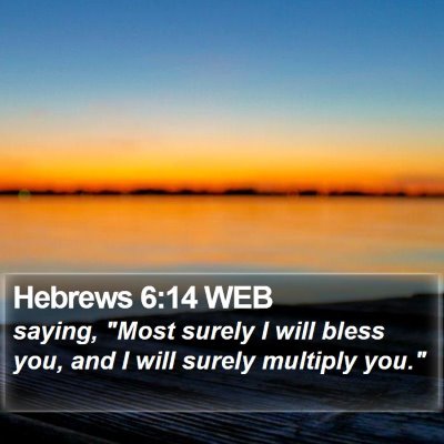 Hebrews 6:14 WEB Bible Verse Image