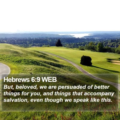Hebrews 6:9 WEB Bible Verse Image