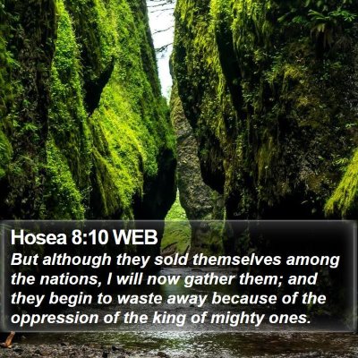 Hosea 8:10 WEB Bible Verse Image