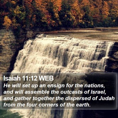 Isaiah 11:12 WEB Bible Verse Image