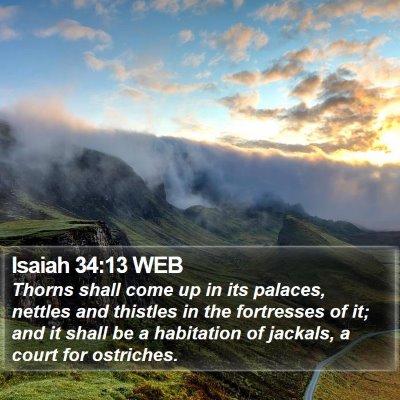 Isaiah 34:13 WEB Bible Verse Image