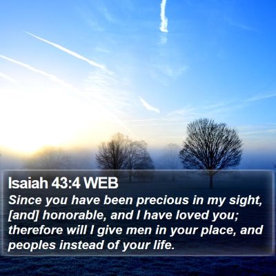 Isaiah 43:4 WEB Bible Verse Image