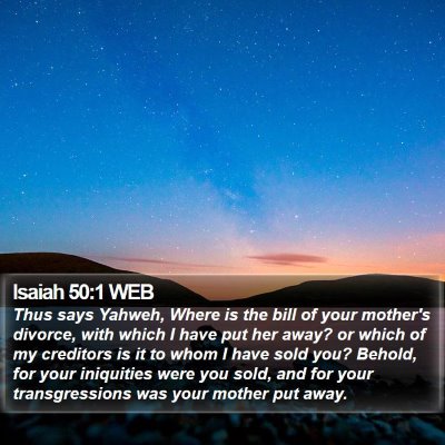 Isaiah 50:1 WEB Bible Verse Image