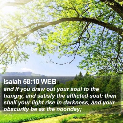 Isaiah 58:10 WEB Bible Verse Image
