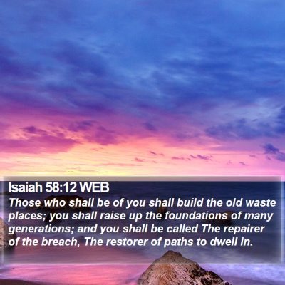 Isaiah 58:12 WEB Bible Verse Image