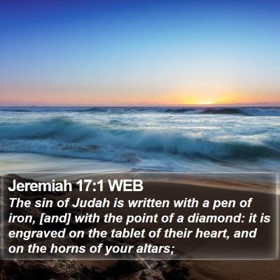 Jeremiah 17:1 WEB Bible Verse Image