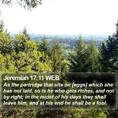 Jeremiah 17:11 WEB Bible Verse Image