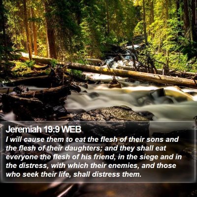 Jeremiah 19:9 WEB Bible Verse Image
