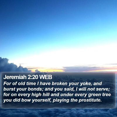 Jeremiah 2:20 WEB Bible Verse Image